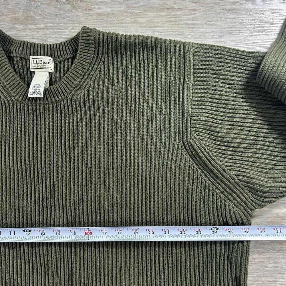 LL Bean Sweater Mens XXL Olive Cotton Chunky Knit Crewneck Australia‎ Heritage